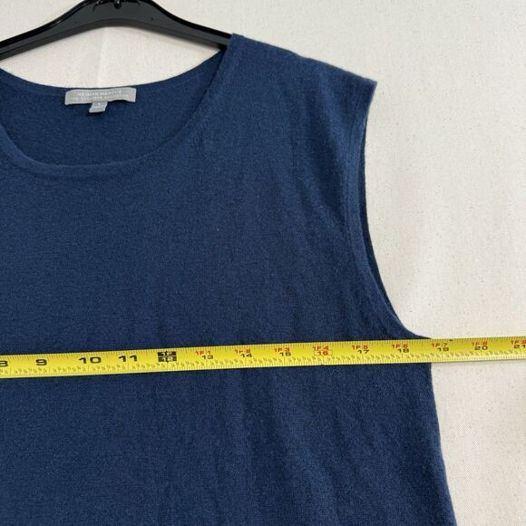 Neiman Marcus Women's Scoop Neck Sleeveless Cashmere Sweater Tank Blue Size L - Picture 6 of 8